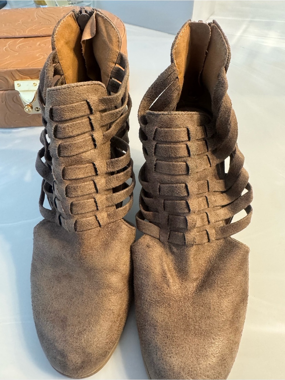 Women's Brown Suede Strappy Ankle 👢 US 7